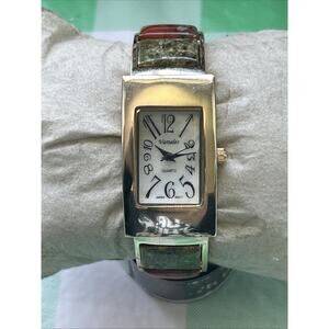 Varsales Gold Tone Multicolored Stone Women’s Cuff Watch